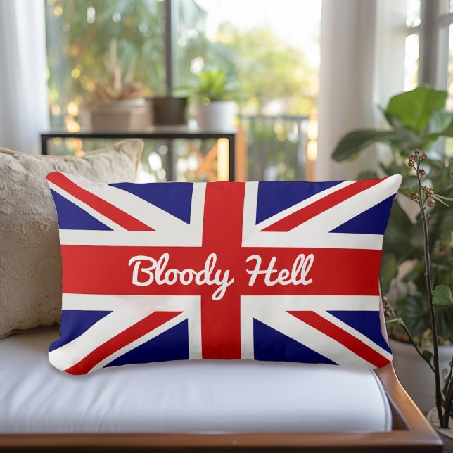 Coussin Rectangle Drapeau Union Jack avec citation amusante (Créateur téléchargé)