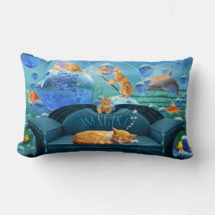 Coussin Rectangle Dreaming Tabby Cat Imaginaire sous-marin