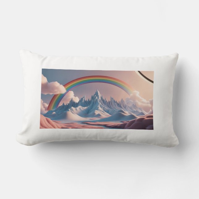 Coussin Rectangle Dreamlike Mountain Range avec arc-en-ciel : Un Cou (Recto)