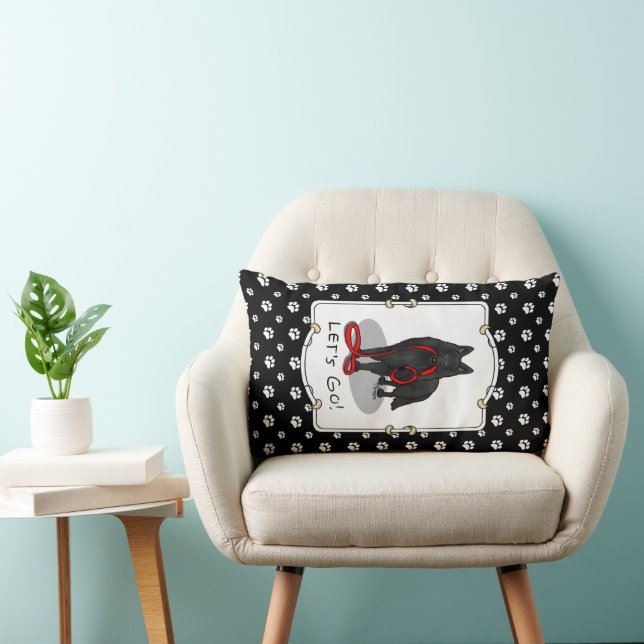 Coussin Rectangle Drôle Allons-y ! Promener Berger Belge (noir 1) (Chaise)