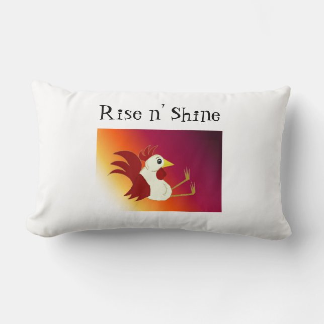 Coussin Rectangle Drôle assis Rooster Rise and Shine (Recto)