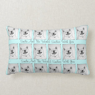 Coussin Rectangle drôle de photo de chien d'akita souriant avec slo