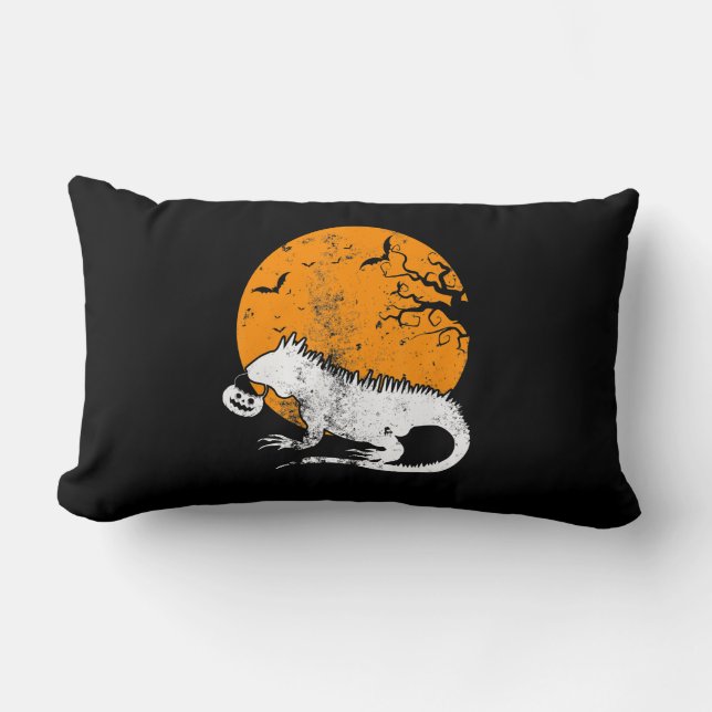 Coussin Rectangle Drôle Iguana Citrouille Costume Halloween Hommes F (Recto)