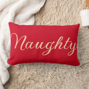Coussin Rectangle Drôle Naughty (ou Nice) Mot Vacances Taille Rouge