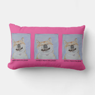 Coussin Rectangle drôle photo de chien d'akita souriant