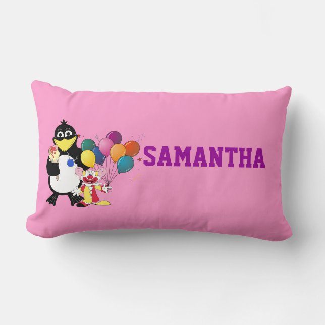 Coussin Rectangle Drôle pingouin et dessin animé clown (Recto)