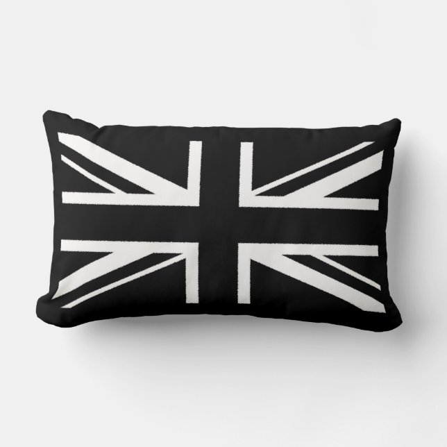 Coussin Rectangle ~ d'Union Jack noir et blanc (Recto)