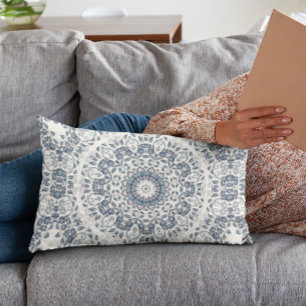 Coussin Rectangle Dusty Blue Floral Mandala