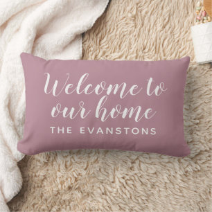 Coussin Rectangle Dusty Rose Script Bienvenue chez nous