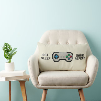 Coussin Rectangle Eat Sleep Game Repeat – Cool Pixel Gamer Pillow