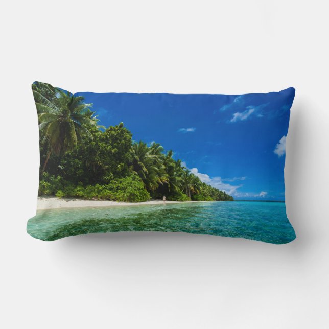 Coussin Rectangle Eaux bleues d'une plage tropicale (Recto)