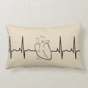 Coussin Rectangle ECG avec le coeur réaliste