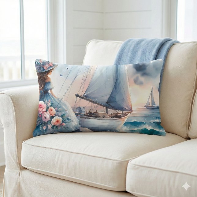 Coussin Rectangle Échos de la marée (Echoes of the Tide Lumbar Pillow Mockup A)