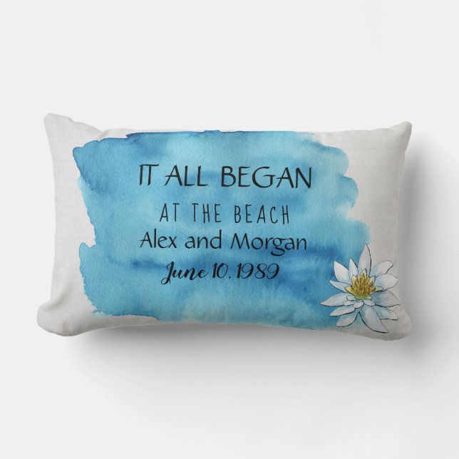 Coussin Rectangle éclaboussure d'aquarelle sur bois romance (Recto)