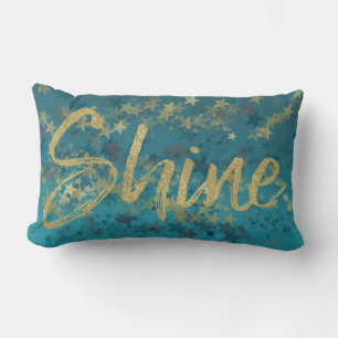 Coussin Rectangle Éclat bleu d'or d'étoiles
