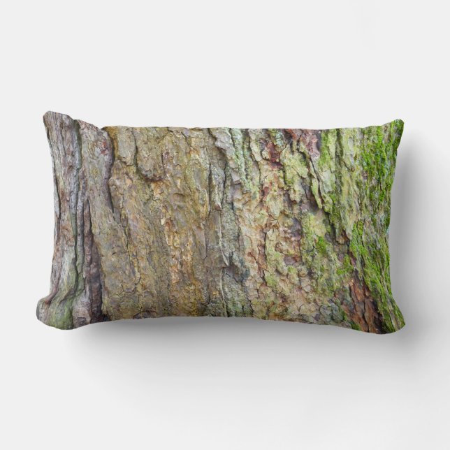 Coussin Rectangle Écorce d'arbre couverte de mousse (Recto)
