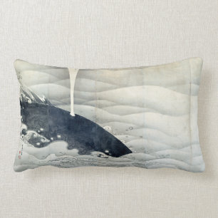 Coussin Rectangle Écrans d'éléphant et de baleine par Ito Jakuchu