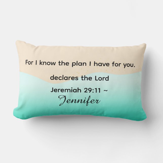 Coussin Rectangle Écriture biblique personnalisée Jérémie 29v11 (Recto)