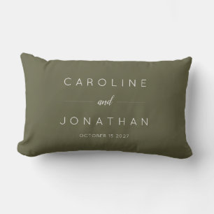 Coussin Rectangle Écriture minimaliste moderne Olive Moss Mariage pe
