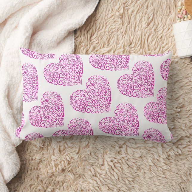 Coussin Rectangle Écriture spirale coeur rose pour la Saint Valentin (Couverture)