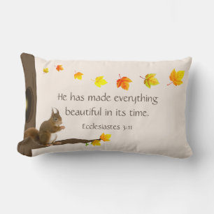 Coussin Rectangle Écureuil mignon, feuilles d'automne et citation bi