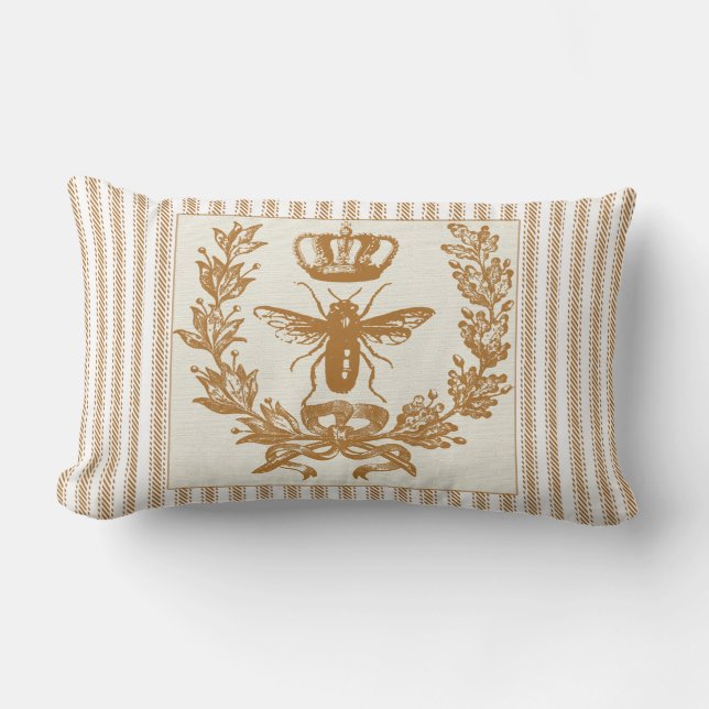Coussin Rectangle Effet de coutil Brown avec la reine des abeilles (Recto)