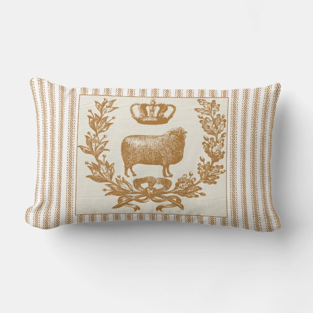 Coussin Rectangle Effet de coutil Brown avec les moutons et la (Recto)