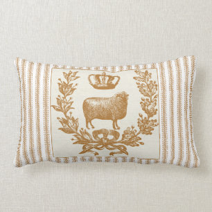Coussin Rectangle Effet de coutil Brown avec les moutons et la