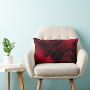 Coussin Rectangle Effet Dessin de peinture rouge et noir