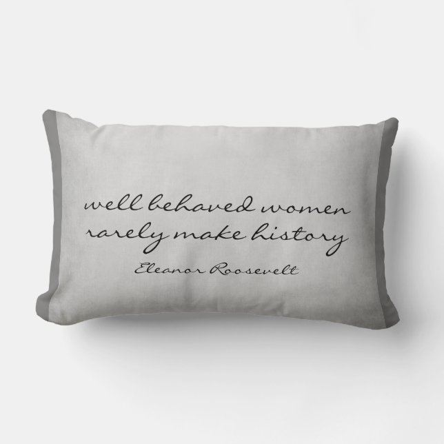 Coussin Rectangle Eleanor Roosevelt cite la décoration de maison gri (Recto)