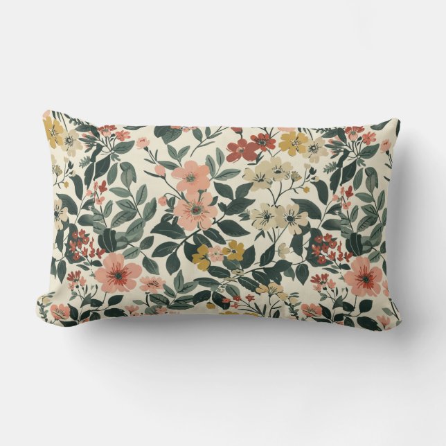 Coussin Rectangle Élégance botanique rose doux (Recto)