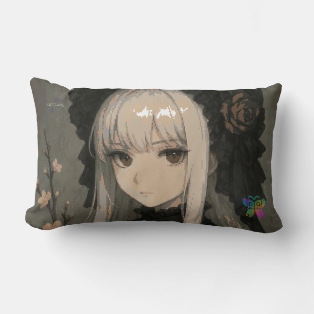 Coussin Rectangle Élégance de la Demoiselle de la Fleur de Minuit (Recto)