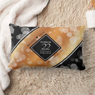 Coussin Rectangle Élégant 22e anniversaire de mariage cuivre