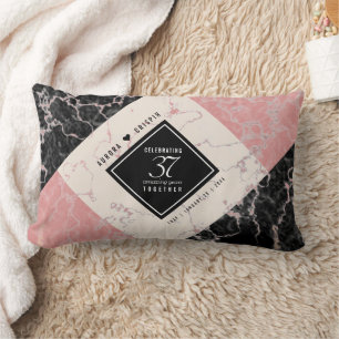 Coussin Rectangle Élégant 37e Anniversaire de Mariage en Albâtre