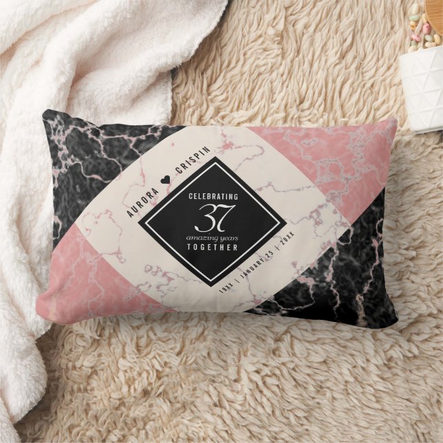 Coussin Rectangle Élégant 37e Anniversaire de Mariage en Albâtre (Couverture)