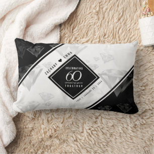 Coussin Rectangle Élégant 60e anniversaire de Mariage de diamant