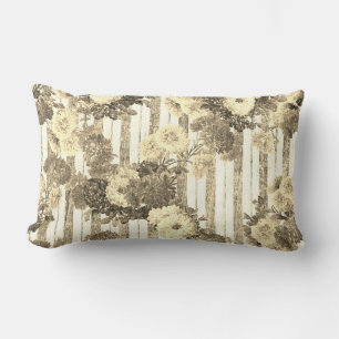 Coussin Rectangle Élégant Antique Floral Rayé à Carreaux