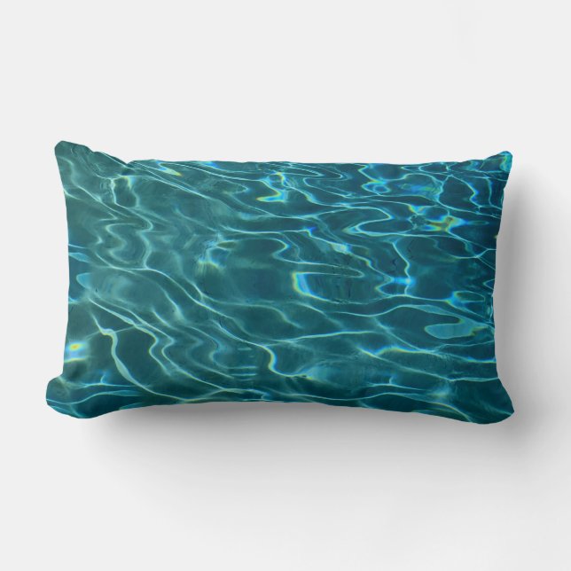 Coussin Rectangle Elégant bleu eau turquoise motif vagues de lac océ (Recto)