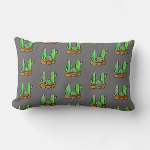Coussin Rectangle Elégant boho rose fleurs cactus succulents