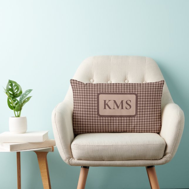 Coussin Rectangle Elegant Brown Houndstooth Monogram Classic Preppy (Chaise)
