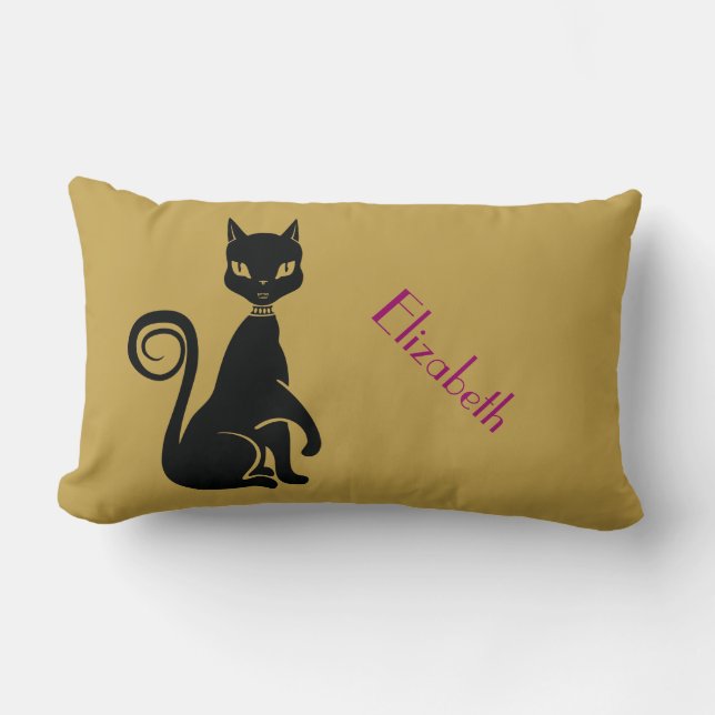 Coussin Rectangle Élégant chat noir (Recto)