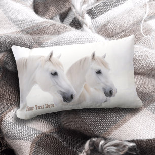Coussin Rectangle Élégant Chevaux de rêve blanc neige