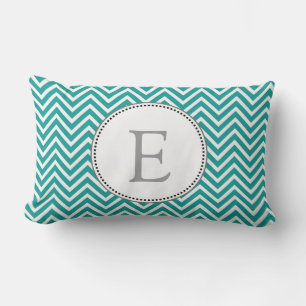 Coussin Rectangle Élégant chevron zigzag sarcelle et blanc