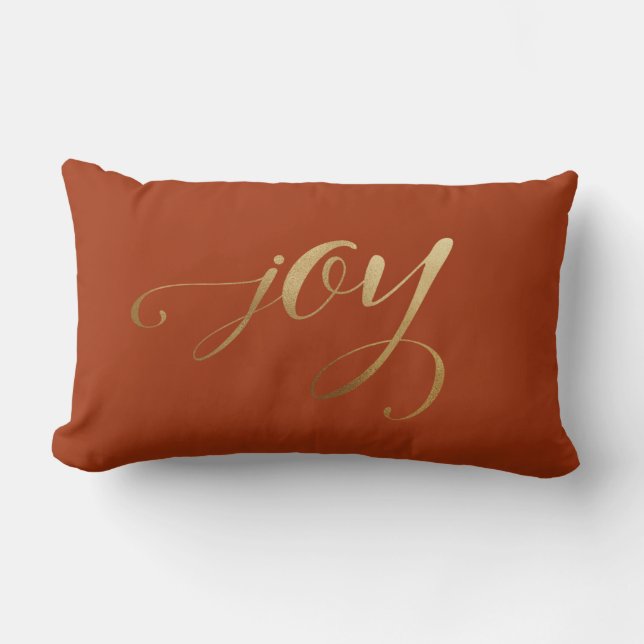 Coussin Rectangle Élégant Chic Noël Gold Terracotta Holiday Joy (Recto)