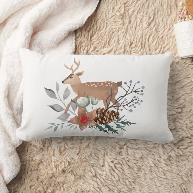 Coussin Rectangle Elegant Christmas Holiday Watercolor Deer (Couverture)