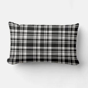 Coussin Rectangle Élégant classique noir blanc plaid motif