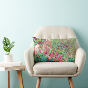 Coussin Rectangle Élégant Corail et Chartreuse Limelight Hydrangea