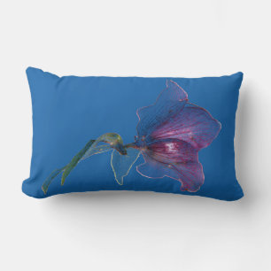 Coussin Rectangle Elégant design de fleur pastel cobalt bleu