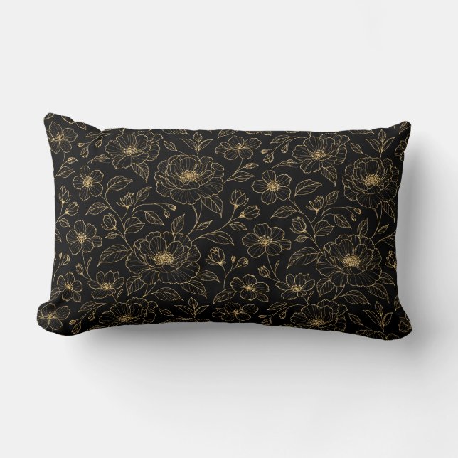 Coussin Rectangle Élégant floral sans couture de luxe (Recto)