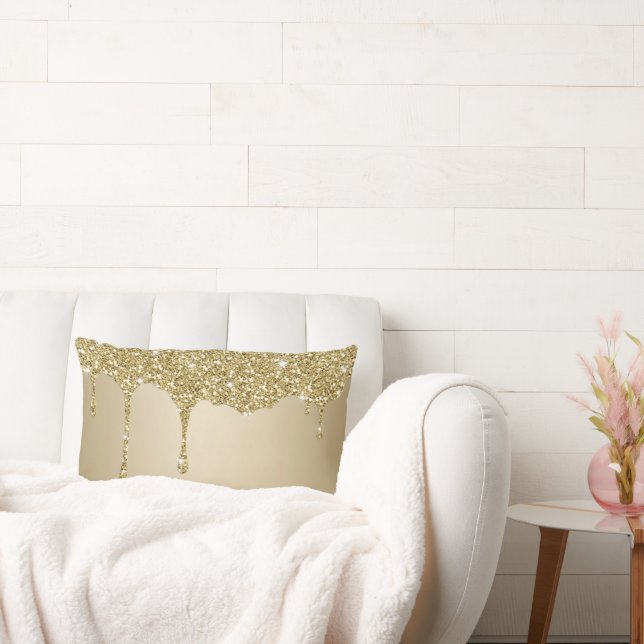 Coussin Rectangle Élégant Glitterie Or Fondu (Canapé)